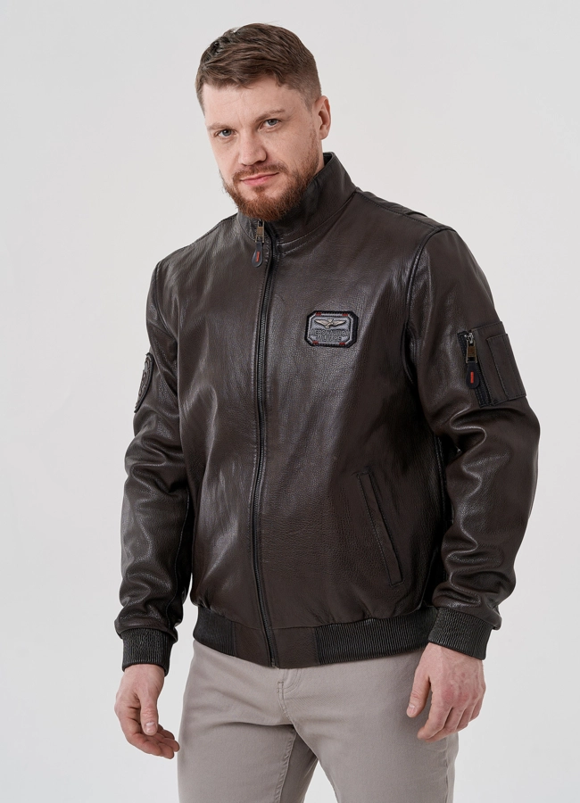 Мужская куртка из натуральной кожи  модель № 24393 универмаг малина