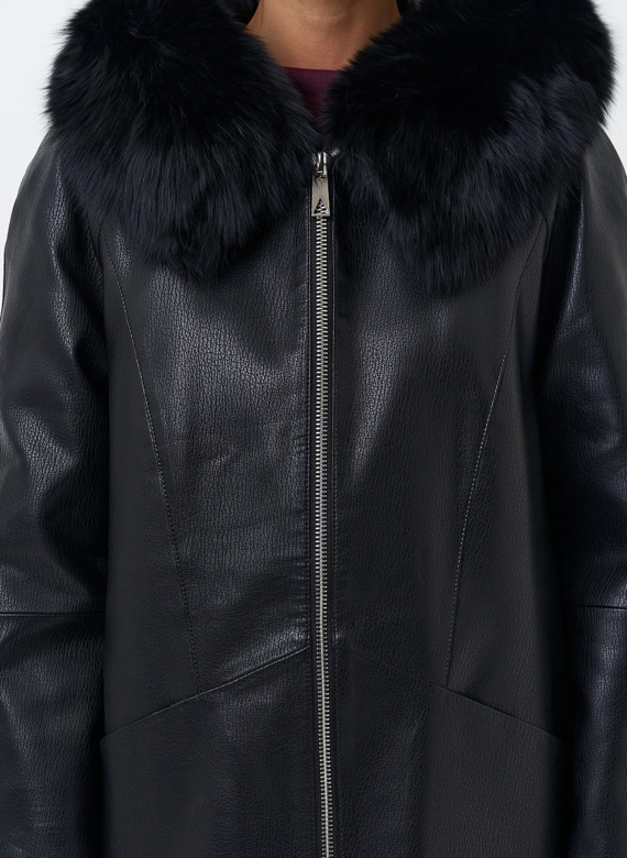 Женская утепленная куртка из эко кожи фото