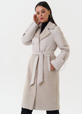 Женское утепленное пальто с поясом