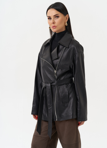 Куртка из натуральной кожи с поясом