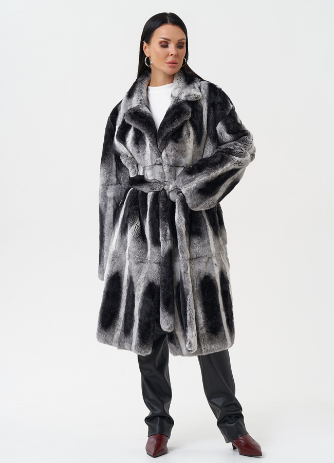 Шуба из меха кролика с английским воротником модель № 28135 универмаг малина