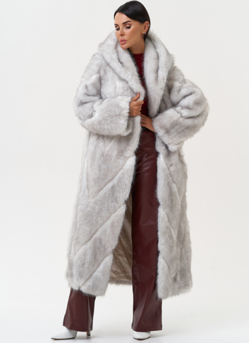 Длинная женская шуба из эко меха