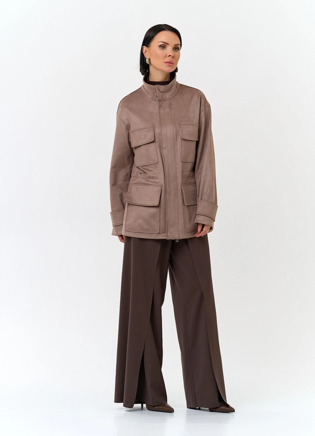 Женская куртка парка из эко замши  модель № 32734 в рассрочку