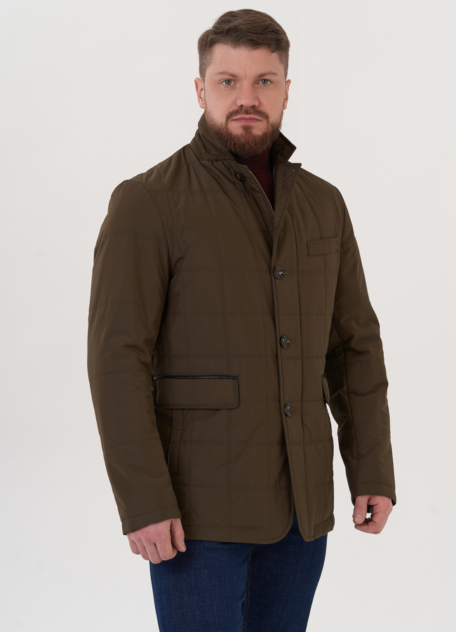 Мужская стеганая куртка цвета хаки модель № 26914 в рассрочку