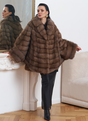 Шуба из куницы оверсайз