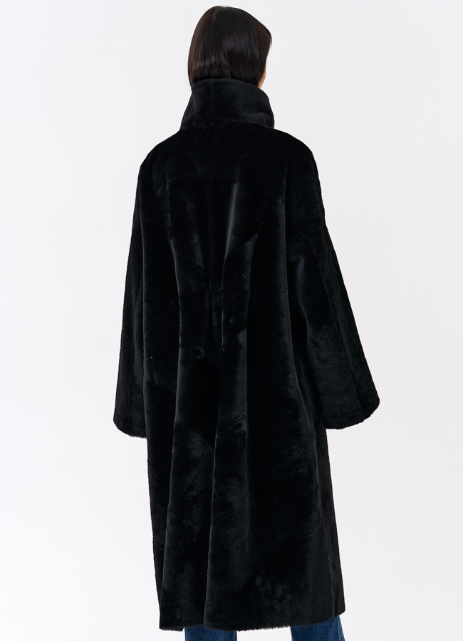 фото Женская натуральная дубленка черного цвета модель № 31915