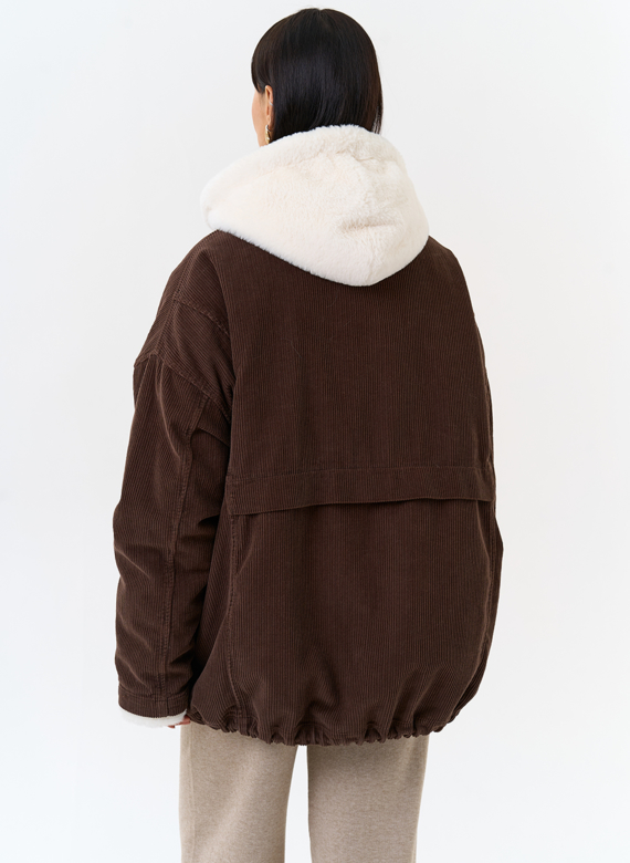 Женская утепленная куртка с отделкой из эко меха