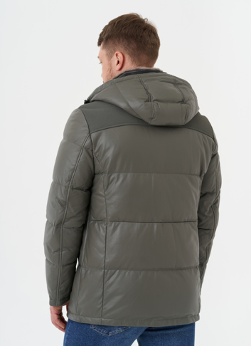 Кожаная куртка с капюшоном