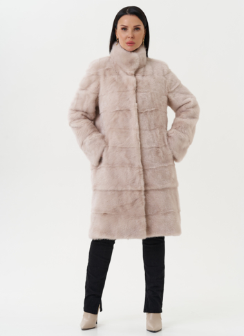 Светлая норковая шуба с воротником стойкой Светлая норковая шуба с воротником стойкой