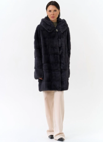 Норковая шуба трансформер с капюшоном фото
