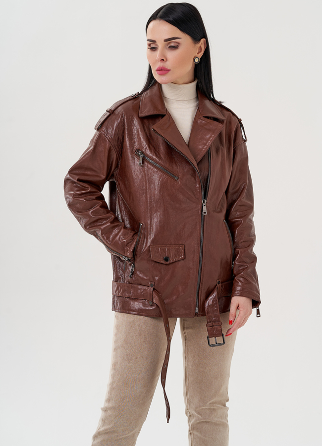 Куртка - косуха коричневого цвета модель № 24378 универмаг малина