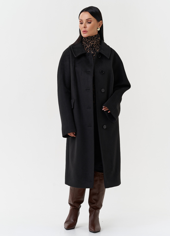 Женское пальто с поясом модель № 28440 универмаг малина