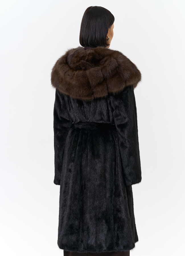 фото Шуба из норки с капюшоном  модель № 25003
