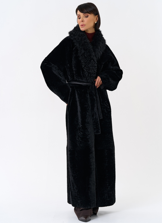 Женская натуральная дубленка с воротником шаль