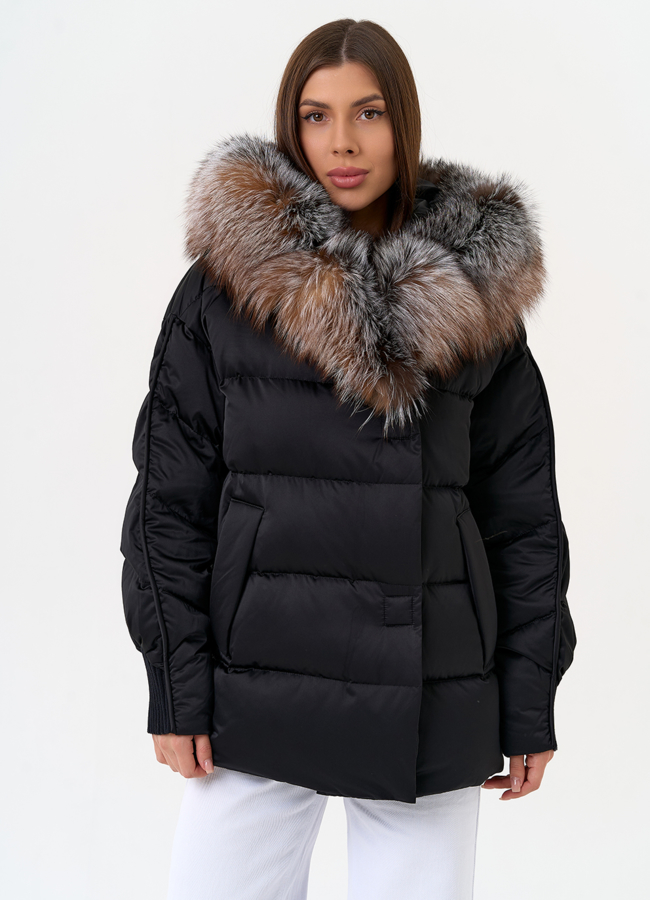 Женский пуховик с капюшоном из меха блюфрост модель № 31444 в кредит