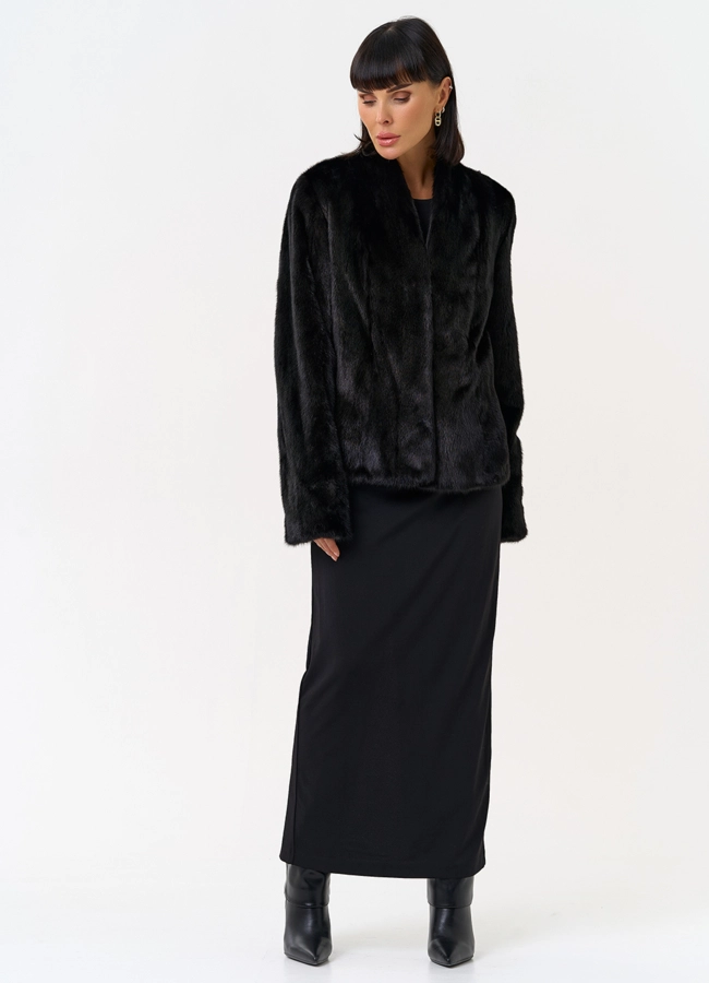 Укороченная шуба из меха норки  модель № 31602 универмаг малина