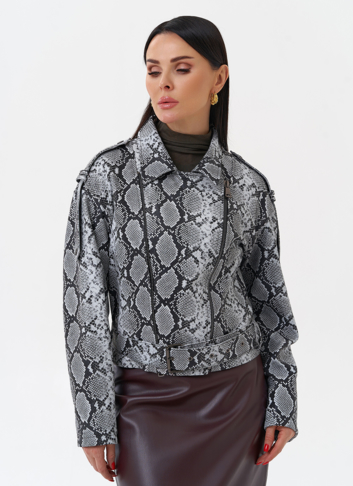 Кожаная куртка со змеиным принтом