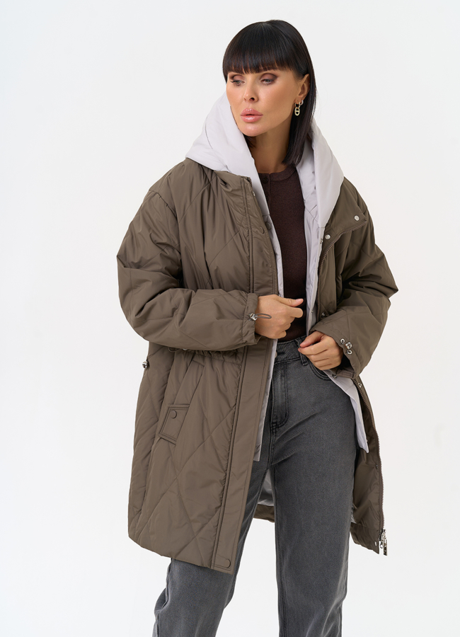 Женская удлиненная куртка со съемным капюшоном модель № 31548 универмаг малина