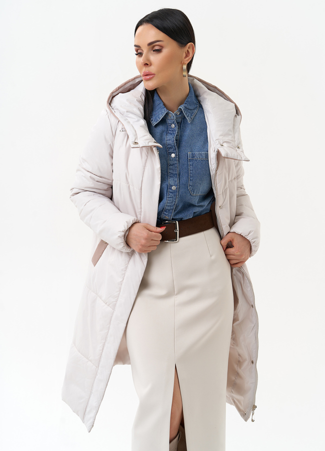 Женское утепленное полупальто с капюшоном модель № 30090 универмаг малина