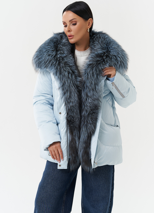 Пуховик с мехом чернобурки модель № 28573 универмаг малина